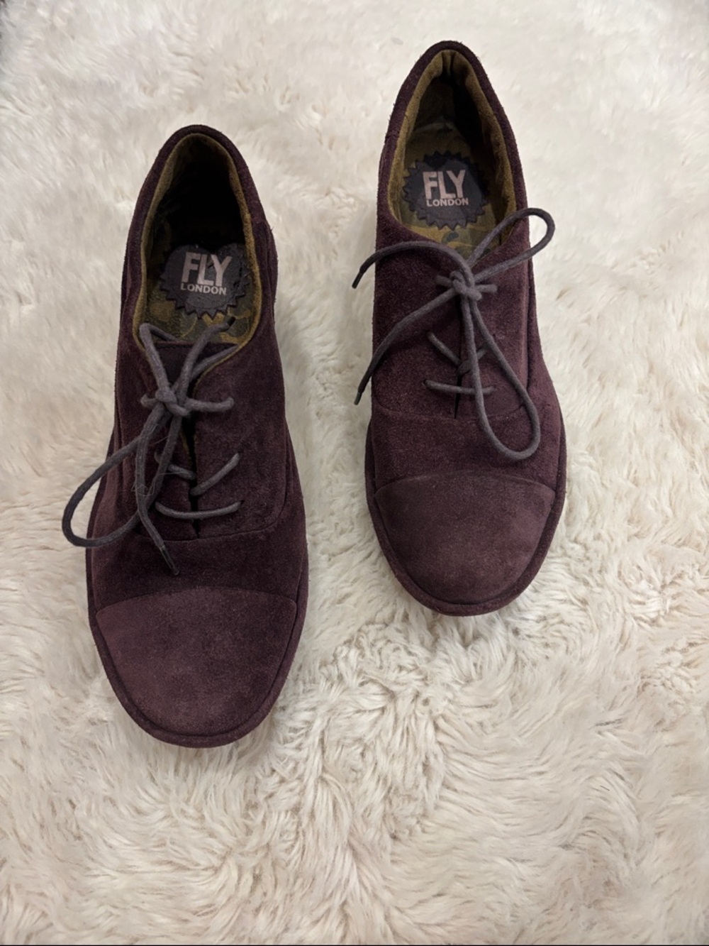 Fly London Plum Suede Lace-Up Shoe
